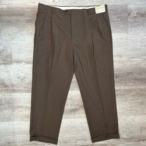 Pronto Uomo Two Pleat 1/4 Top Front Pockets Classic Brown Wool Dress Pants 44